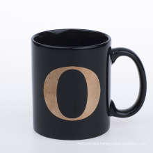 11oz standard black mug with real gold decal printing